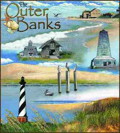 Outer Banks coastal woven throw blanket